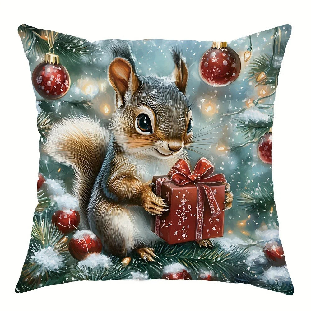 Christmas Squirrel Pillow Case
