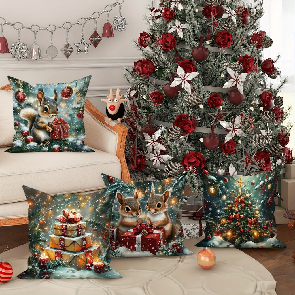 Christmas Squirrel Pillow Case